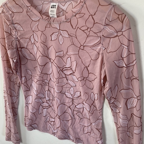 JoyLab mesh long sleeve floral top, Color: Rose Taupe Pink athletic top, Size M - Picture 6 of 8
